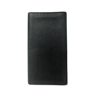 Bvlgari black grained calf leather long wallet
